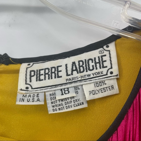 Pierre Labiche Nieman Marcus 80s Colorblock Pleated Gown - Picture 2 of 10